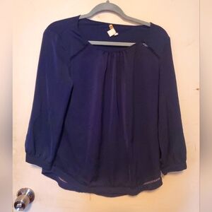 J crew navy blouse 3/4 sleeve